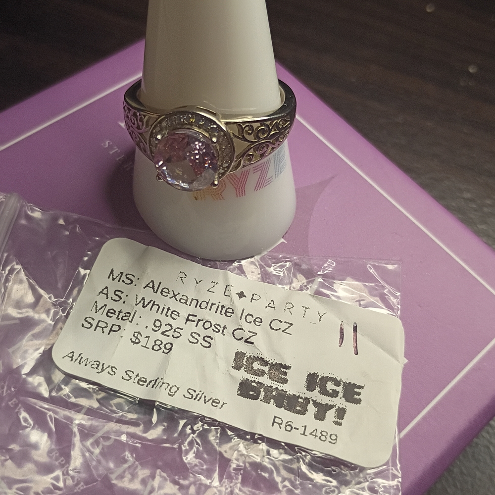 Alexandrite Ice CZ Sterling Silver Ring